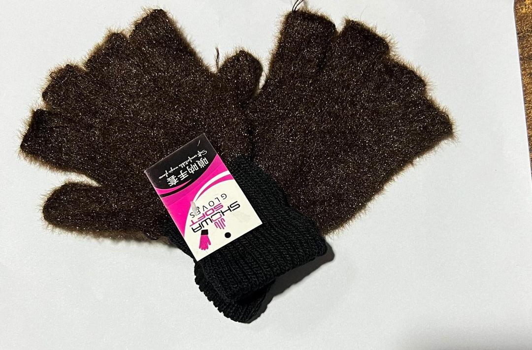 2 Pcs Wool Plain Fingerless Gloves 1
