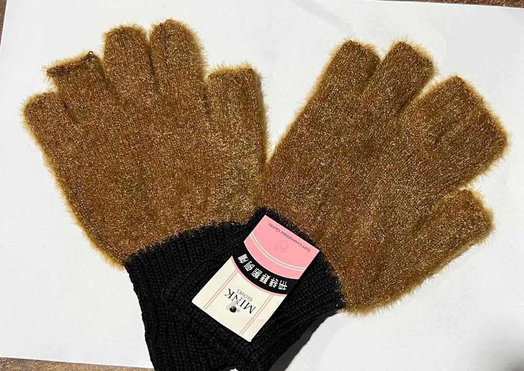 2 Pcs Wool Plain Fingerless Gloves 1