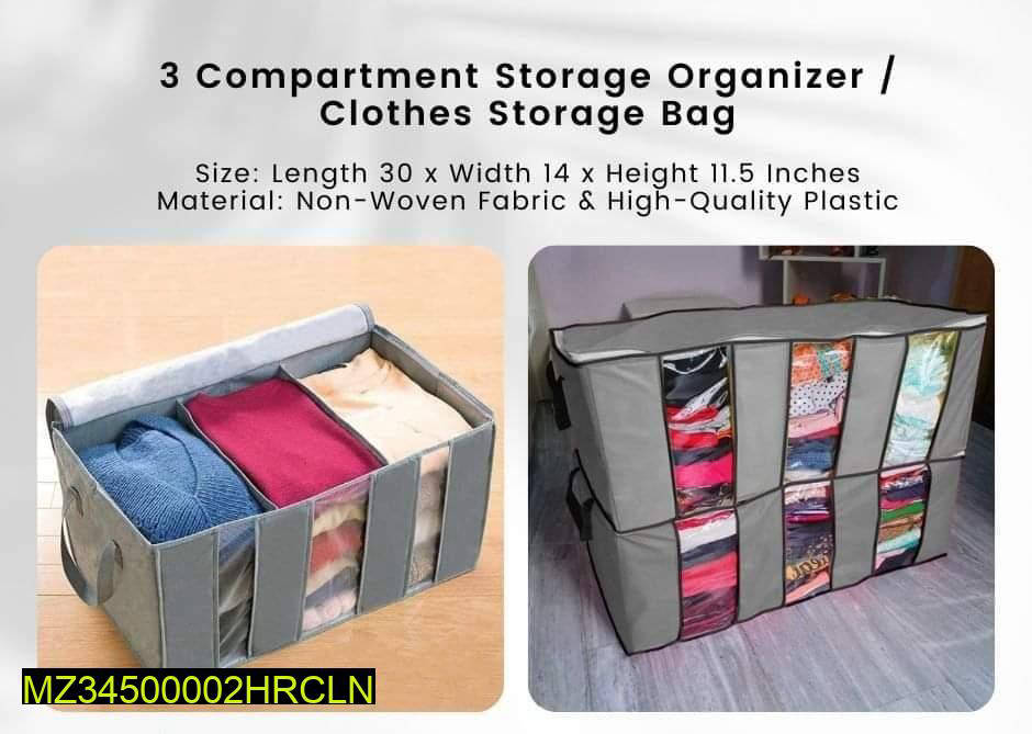 3 Compartment Storage Cloth Organizer Bag