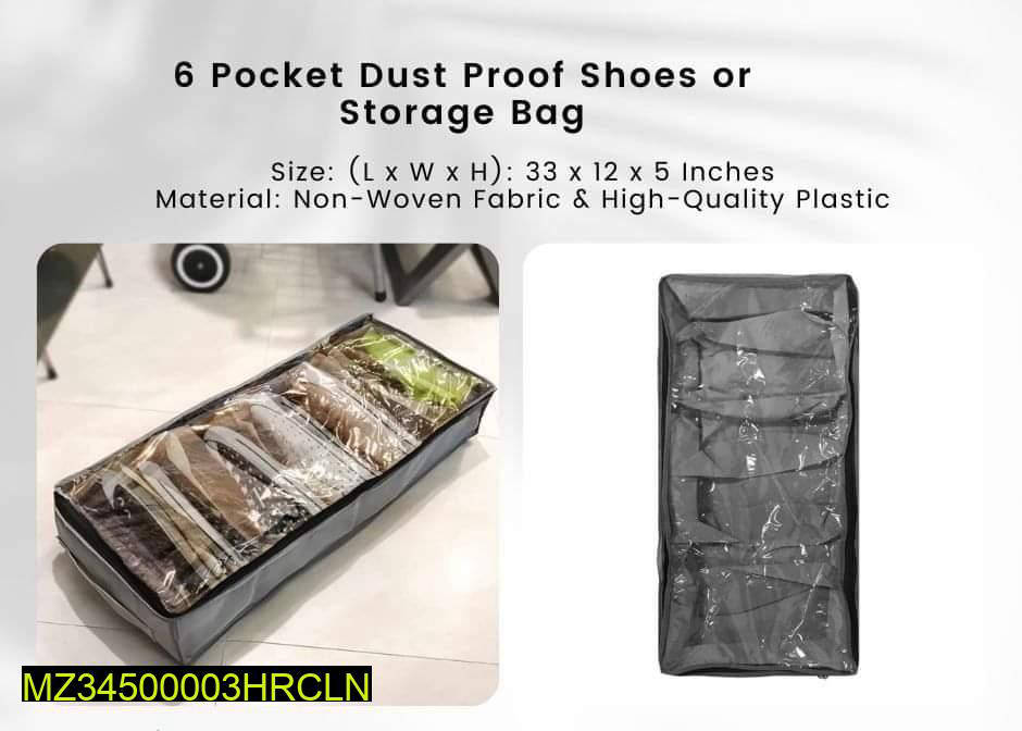 6 Pocket Dust Proof Shoes Storage Bag