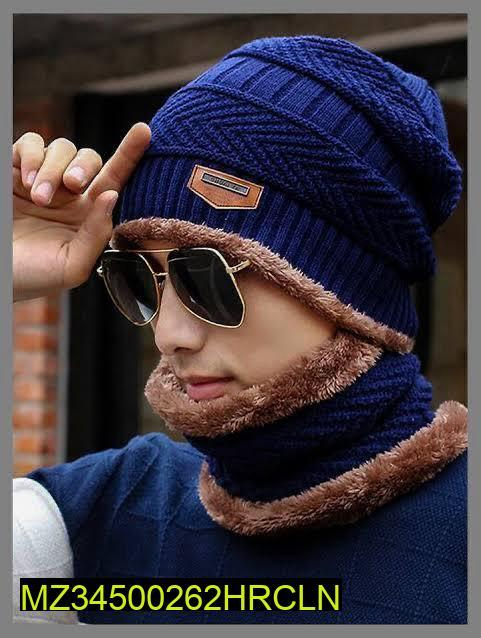 Beanie Wool Cap With Neck Warmer