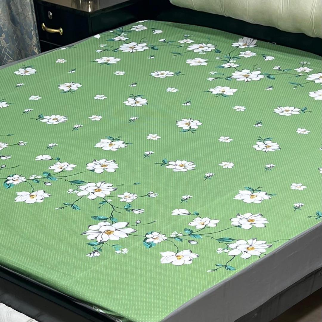 Waterproof Terry Cotton Printed Mattress Cover for Standard King Size - Green