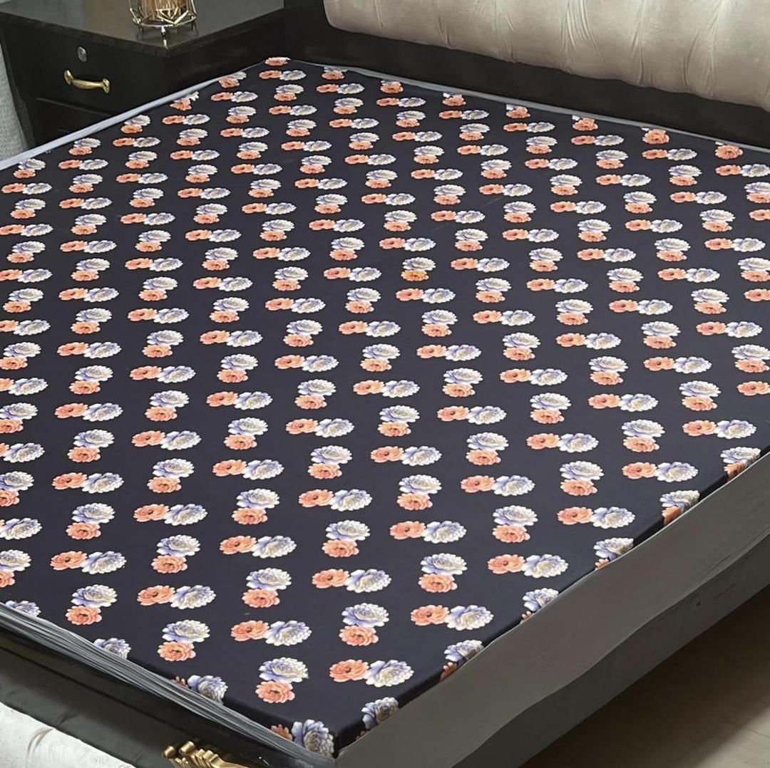 Multicolor Printed PU Mattress Cover for Double Bed - 1 Pc Waterproof Protection
