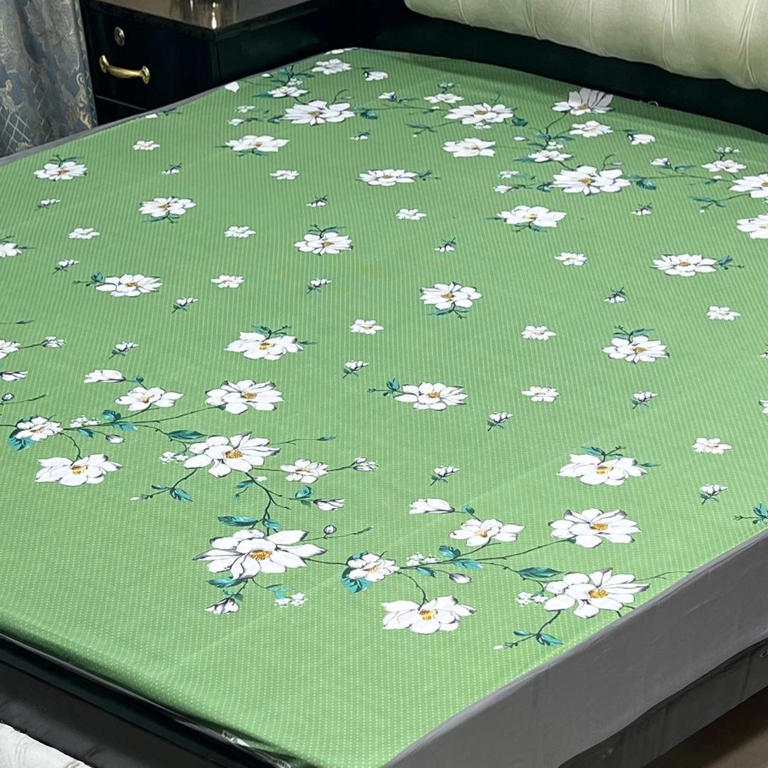 Waterproof PU Printed Mattress Cover for Double Bed - 1 Pc
