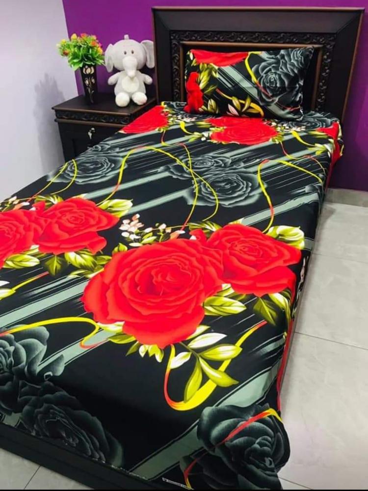 4 Pcs Crystal Cotton Printed Single Bedsheets