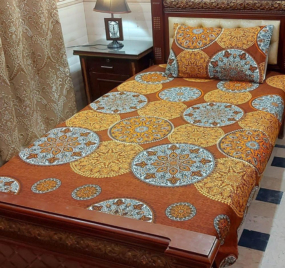 4 Pcs Crystal Cotton Printed Single Bedsheets