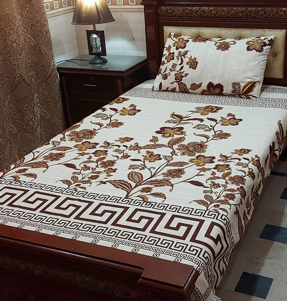 4 Pcs Crystal Cotton Printed Single Bedsheets