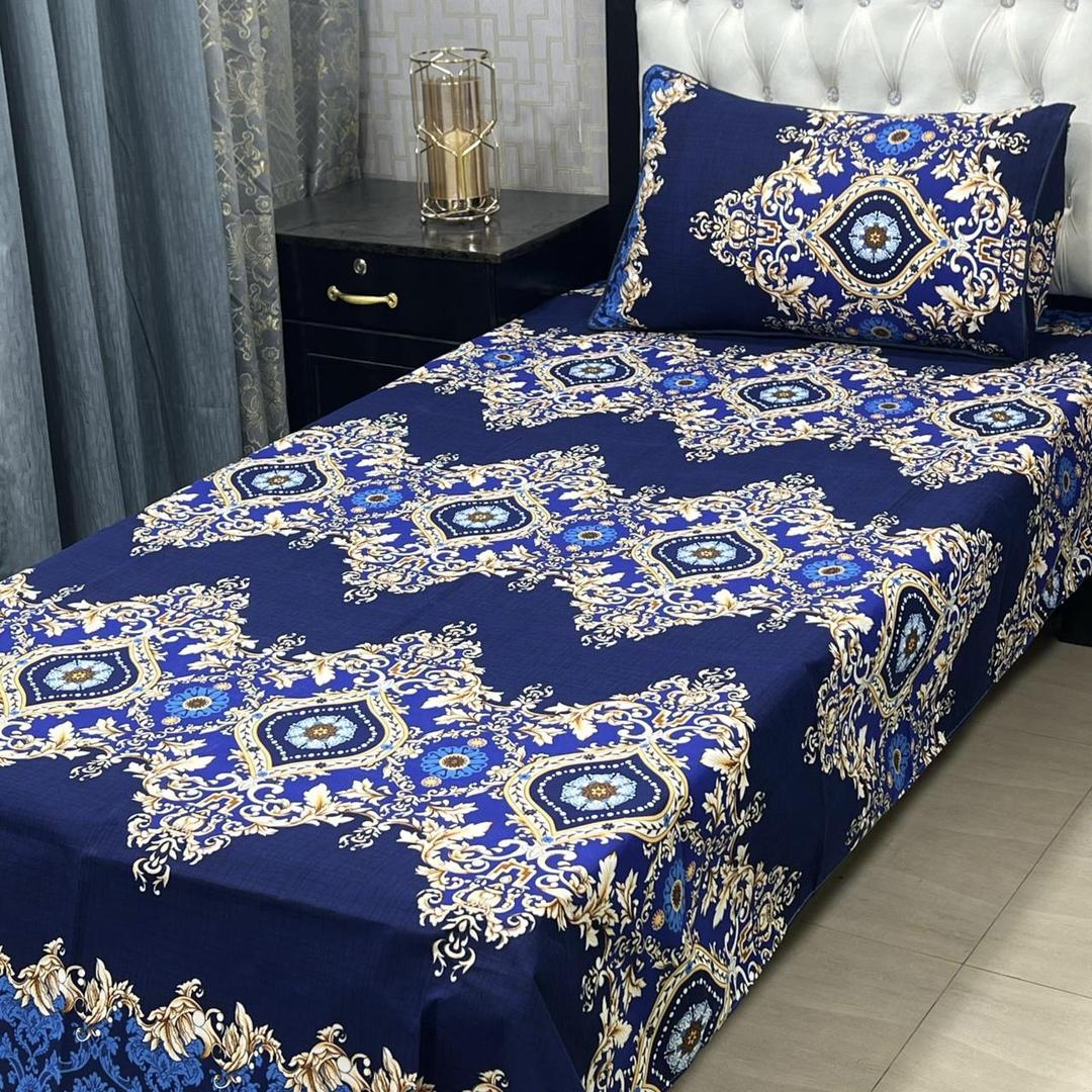 Cozy Crystal Cotton Printed Single Bedsheet Set - 2 Pcs with Pillow Covers