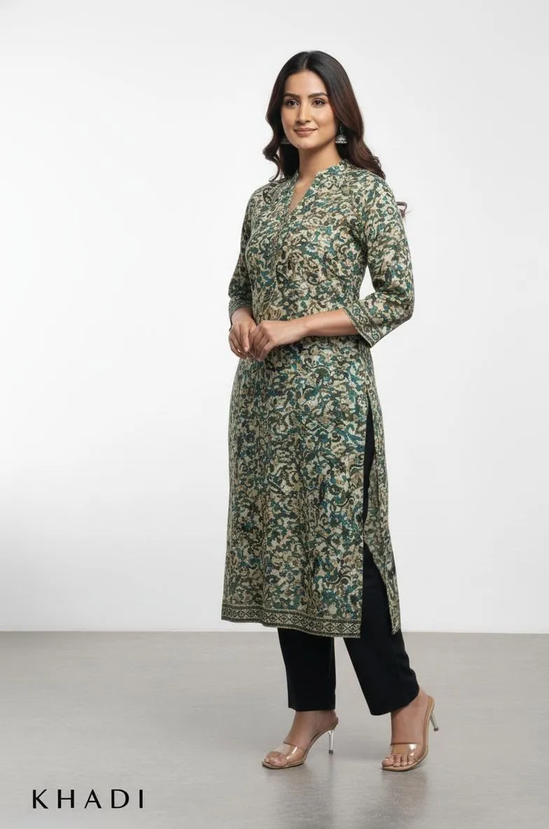 Stylish Women's Stitched Khaddar Shirt and Trouser Set - 2 Pcs in Green