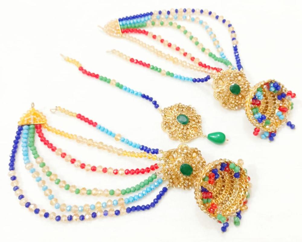 Elegant Design Bindiya With Jhumki Saharay Set