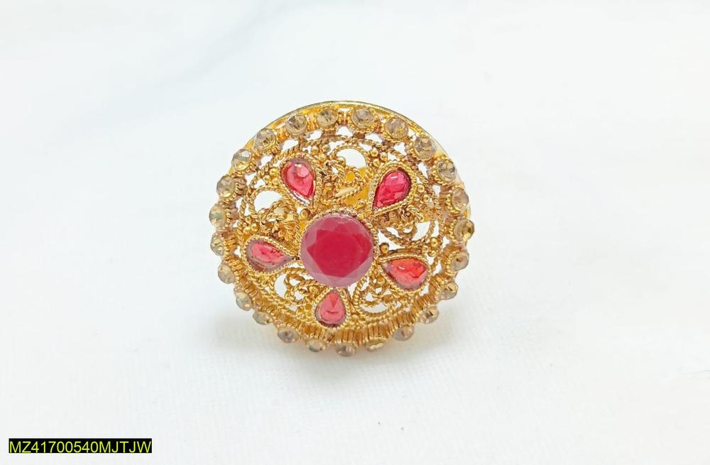 Golden Polish Adjustable Pearl Ring 