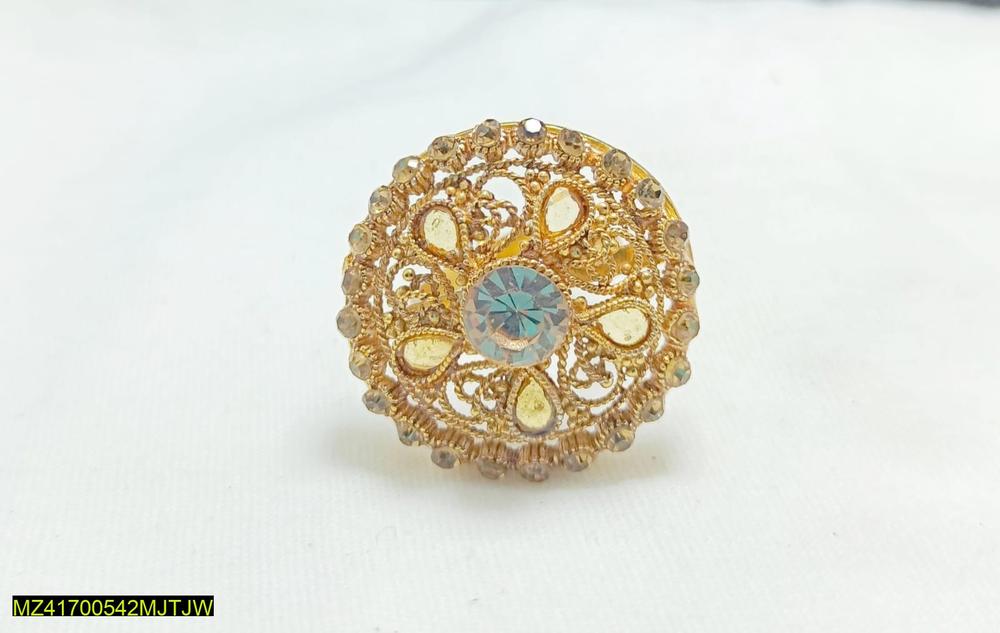 Golden Polish Adjustable Pearl Ring 