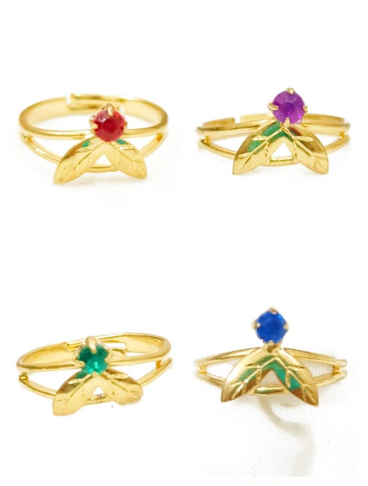 Modern Design Gold Plated Artificial Stones Adjustable Ring