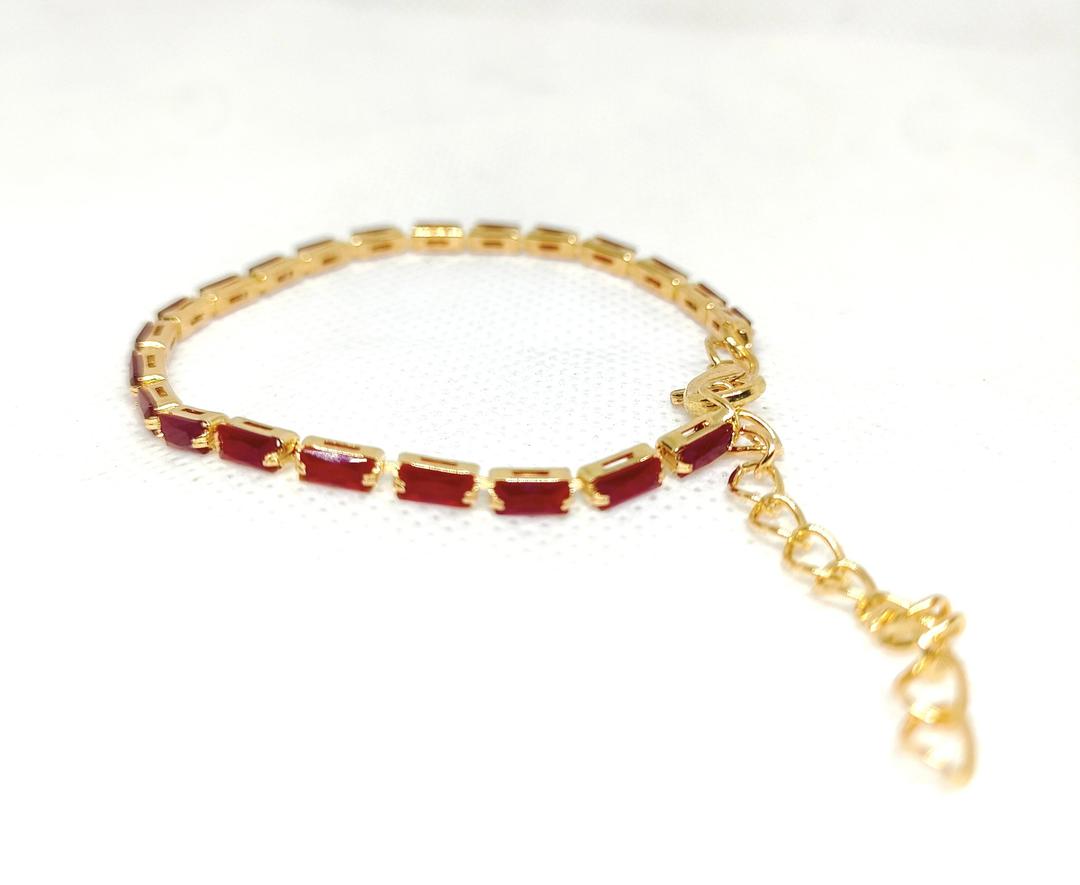 Red Gemstone Chain Bracelet for Women & Men