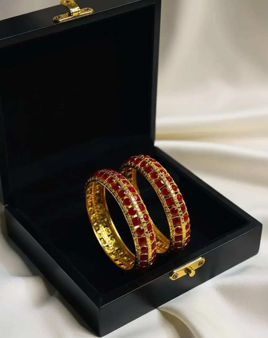 Stylish 2 Pcs Multicolored Kara Bangle Set in Alloy