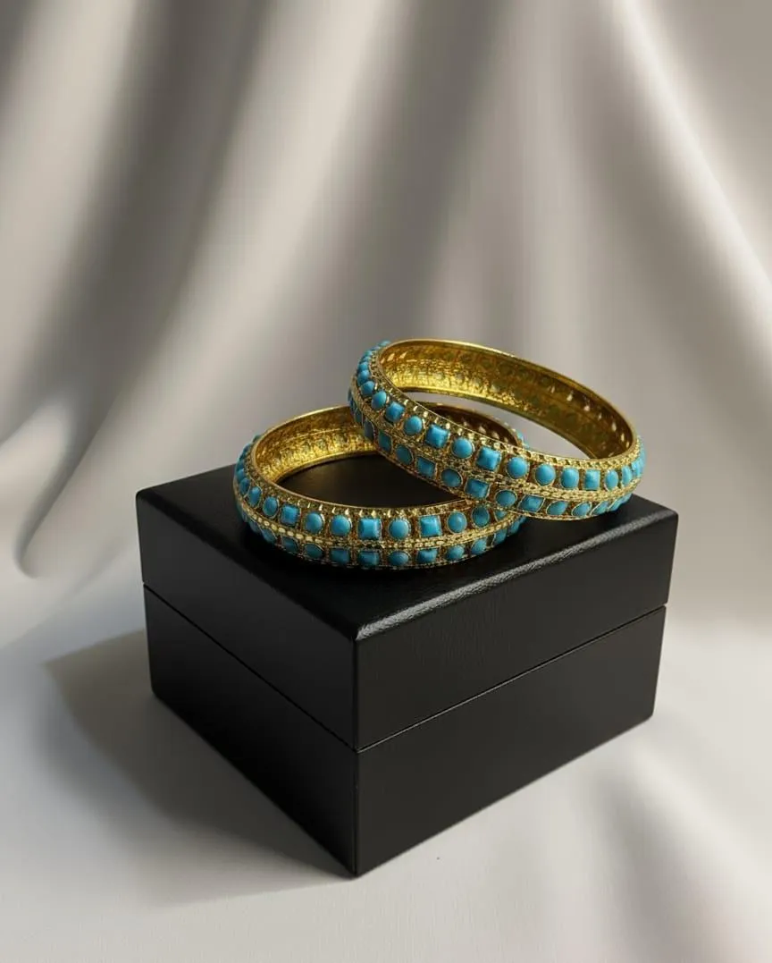 Kara Bangle Set Red Gemstone Oxidized Alloy 2.45"