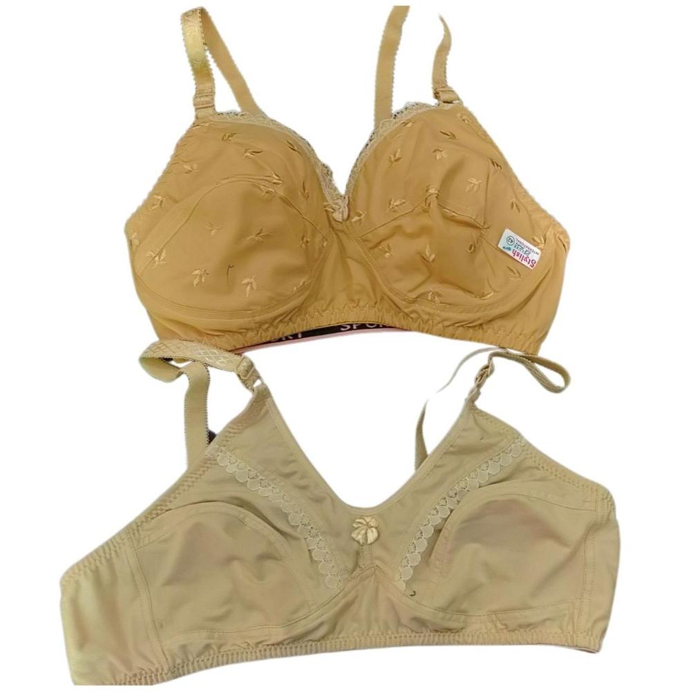 Women's Cotton Embroidered Non-Padded Bra, Pack Of 2 