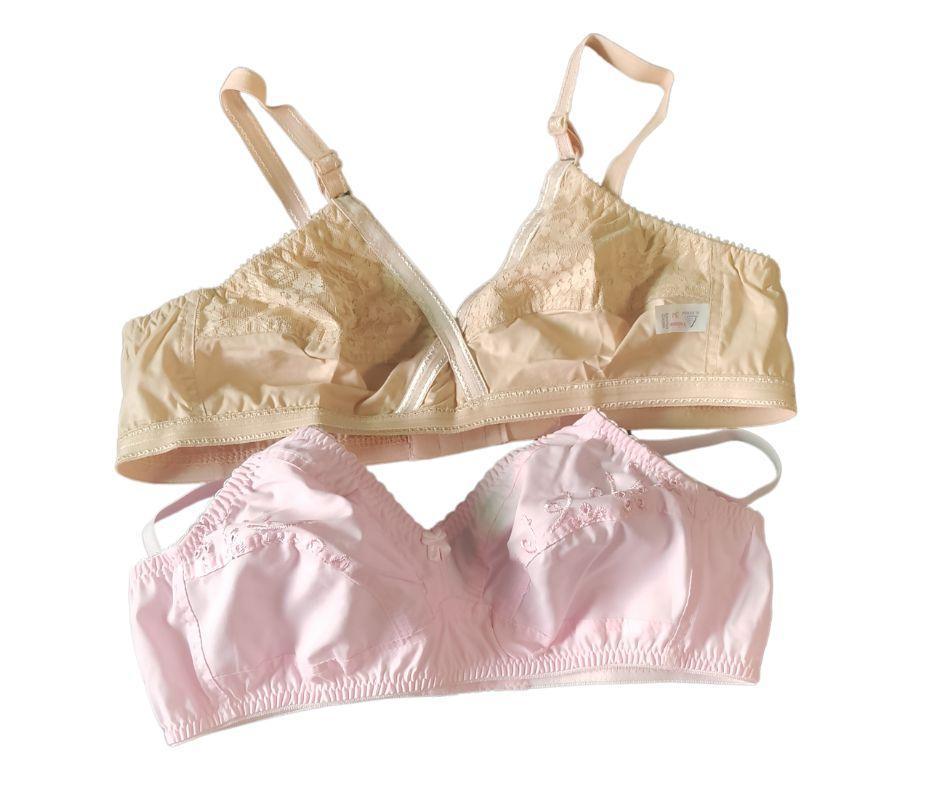 Cotton Embroidered Light Weight Full Cup Bra, Pack Of 2