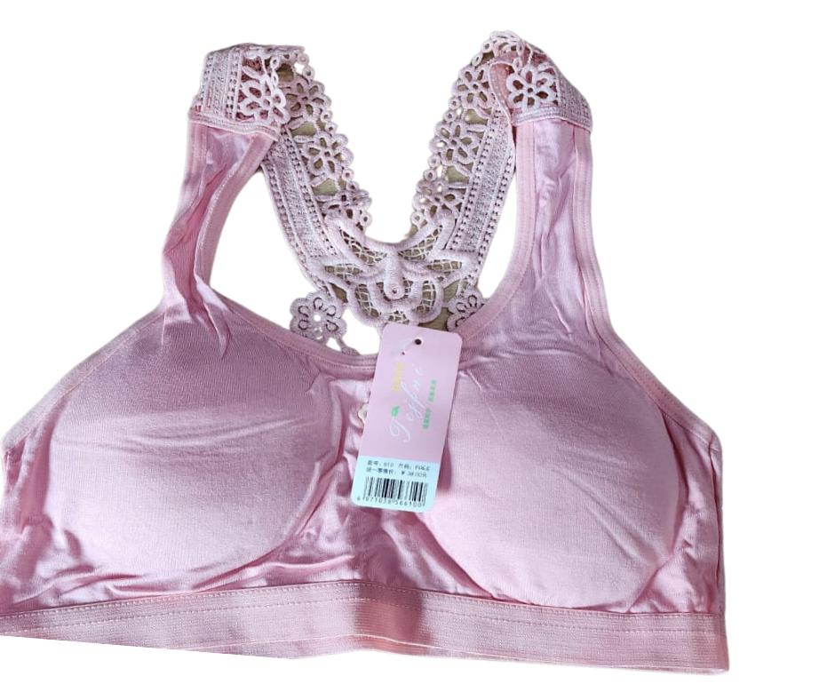 Cotton Embroidered Light Weight Padded Bra