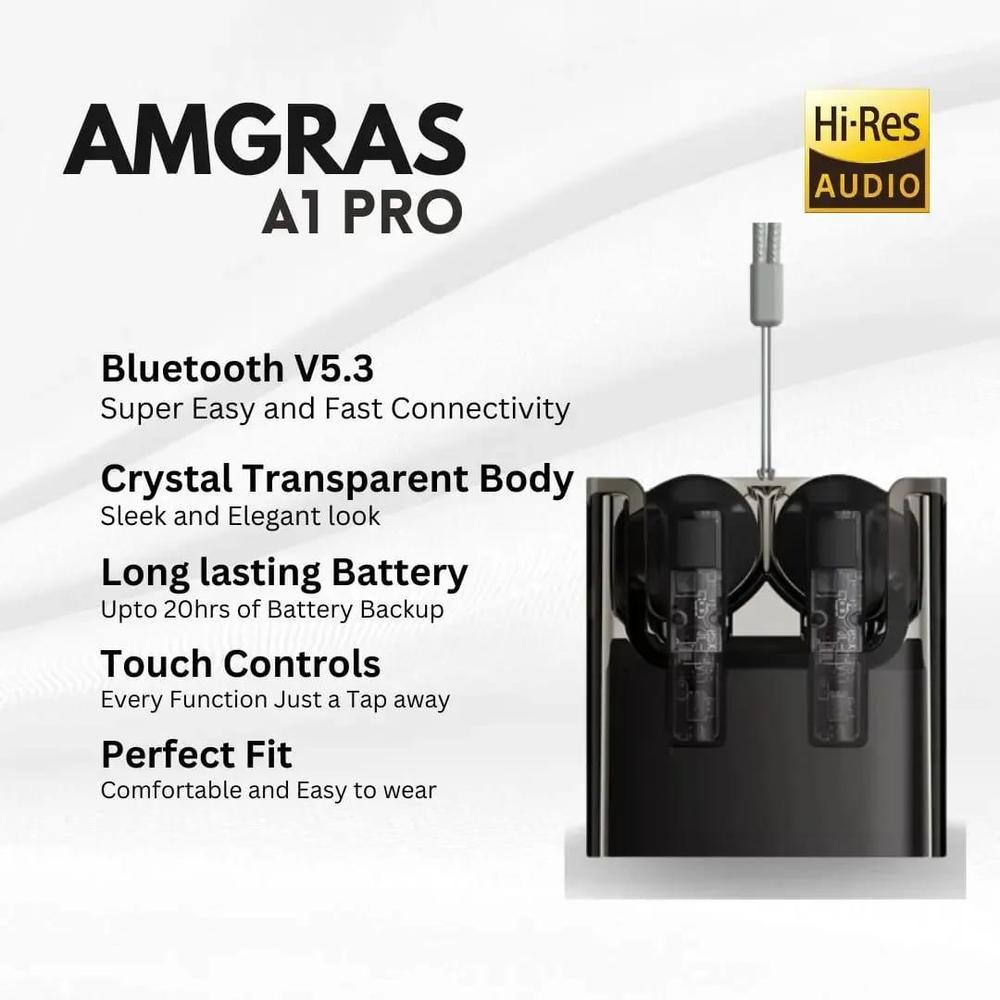 Amgras Future A1 pro Tws wireless Earbuds, Black