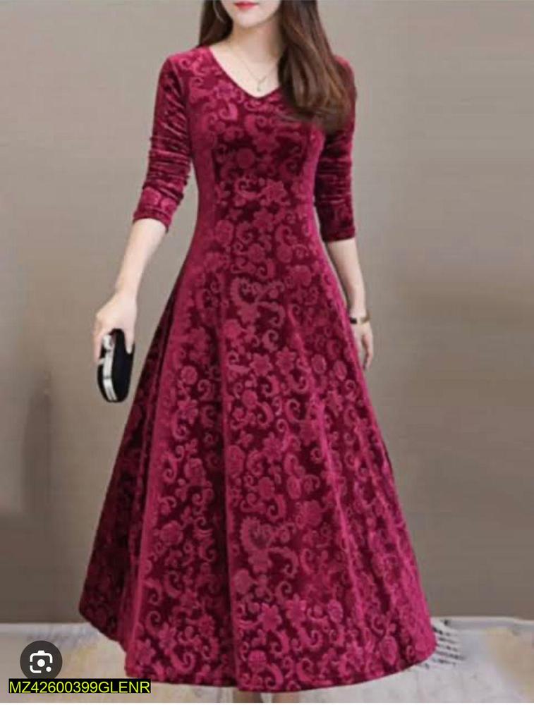 2 Pcs Women's Unstitched Velvet Printed Suit