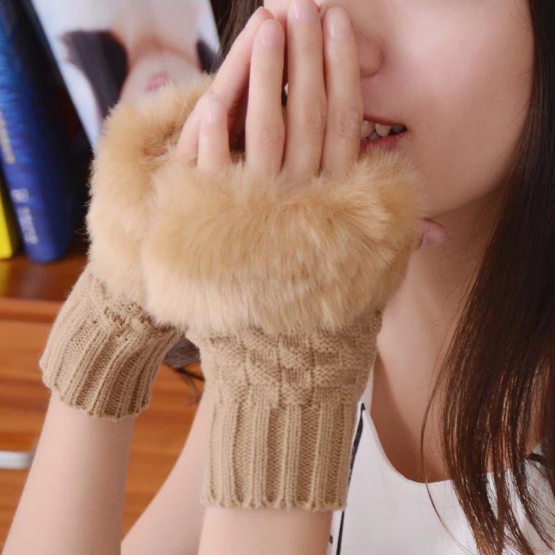 1 Pc Wool Plain Fingerless Gloves 1