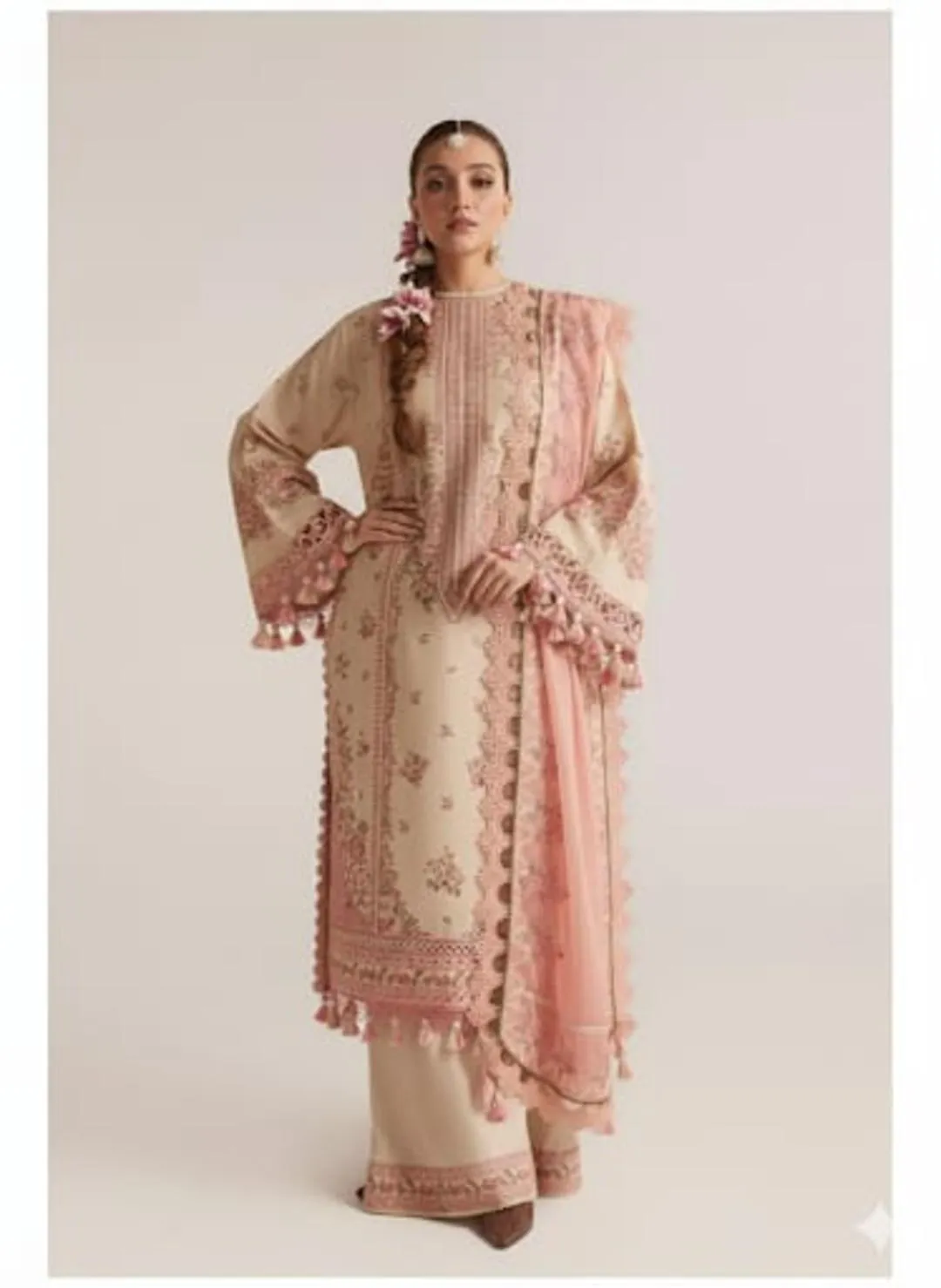 3 Pcs Women's Unstitched Embroidered Suit