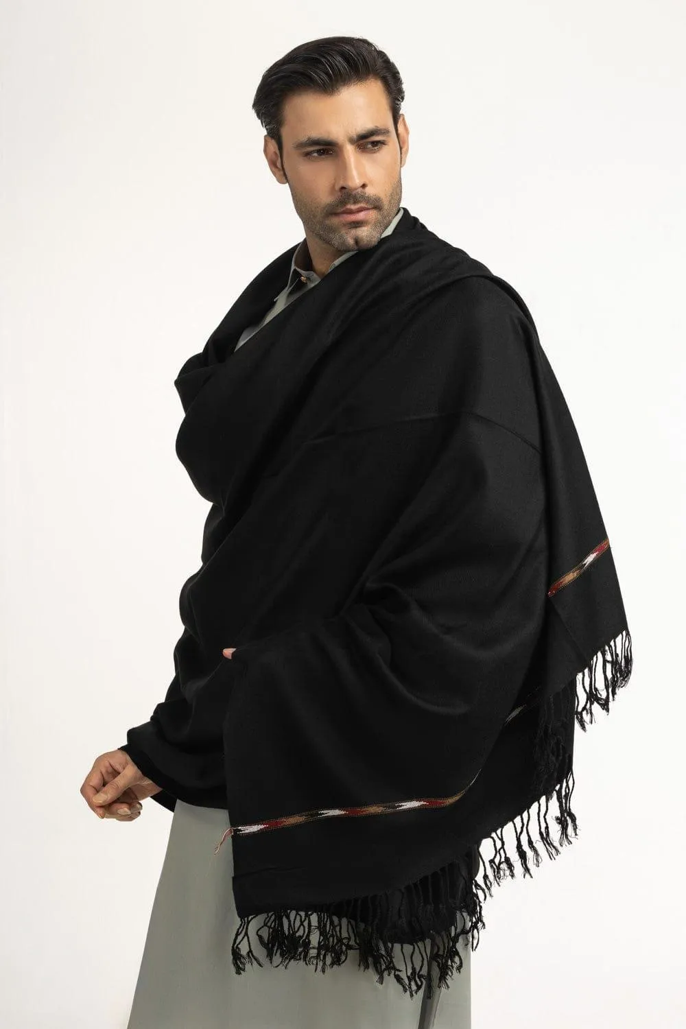 1 Pc Men's Wool Plain Shawl