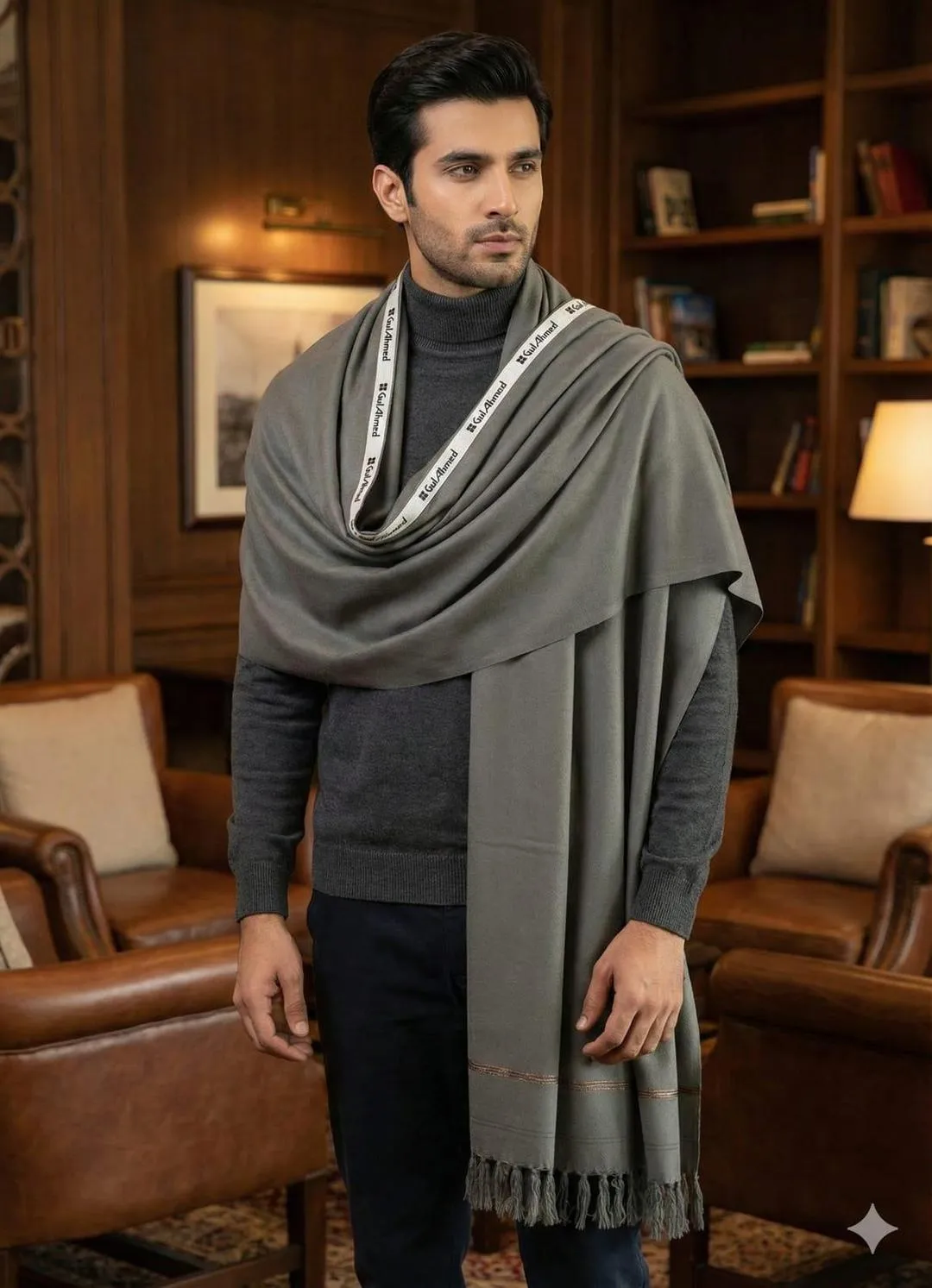 1 Pc Men's Wool Plain Shawl