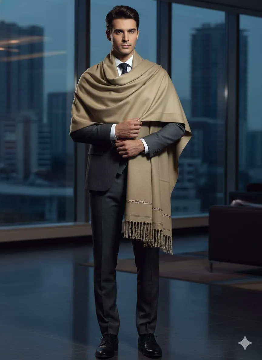 1 Pc Men's Wool Plain Shawl