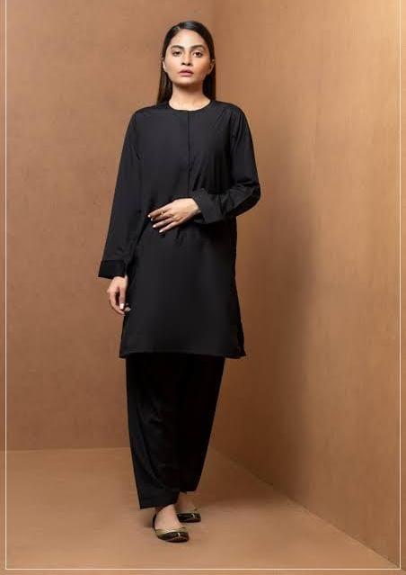 2 Pcs Women's Unstitched Cotton Lawn Plain Suit