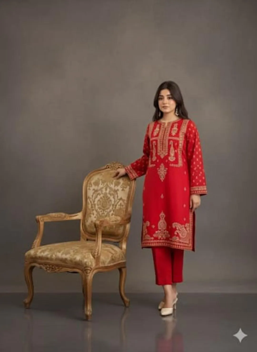 2 Pcs Women's Unstitched Embroidered Suit