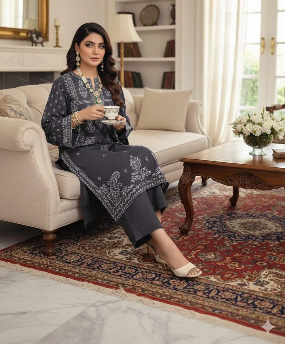 2 Pcs Women's Unstitched Embroidered Suit