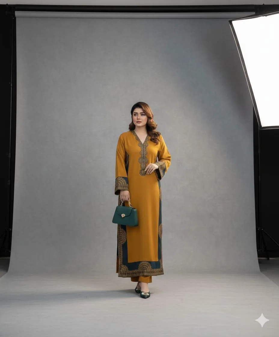 2 Pcs Women's Unstitched Embroidered Suit