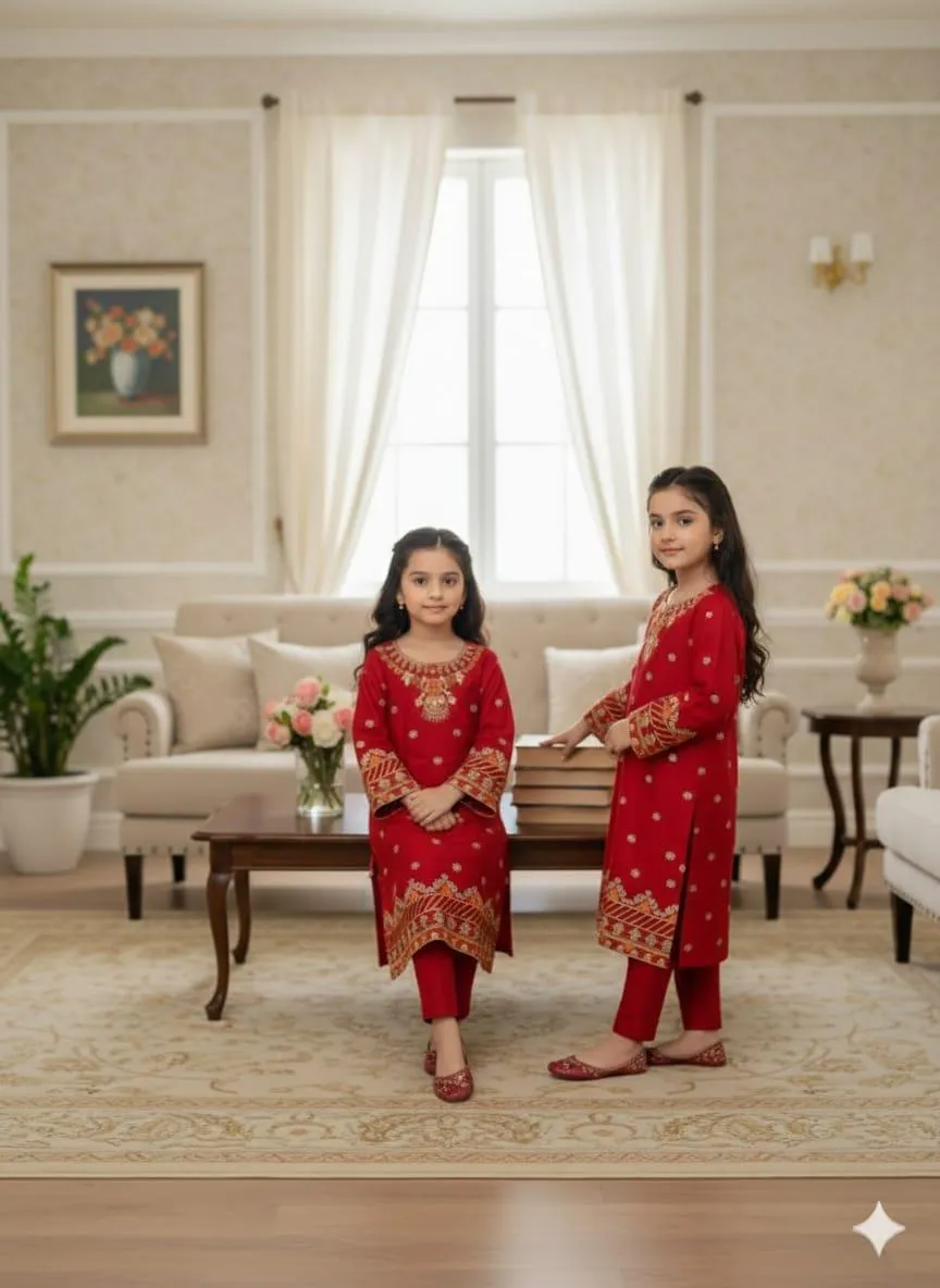 3 Pcs Girl's Lawn Embroidered Unstitched Suit