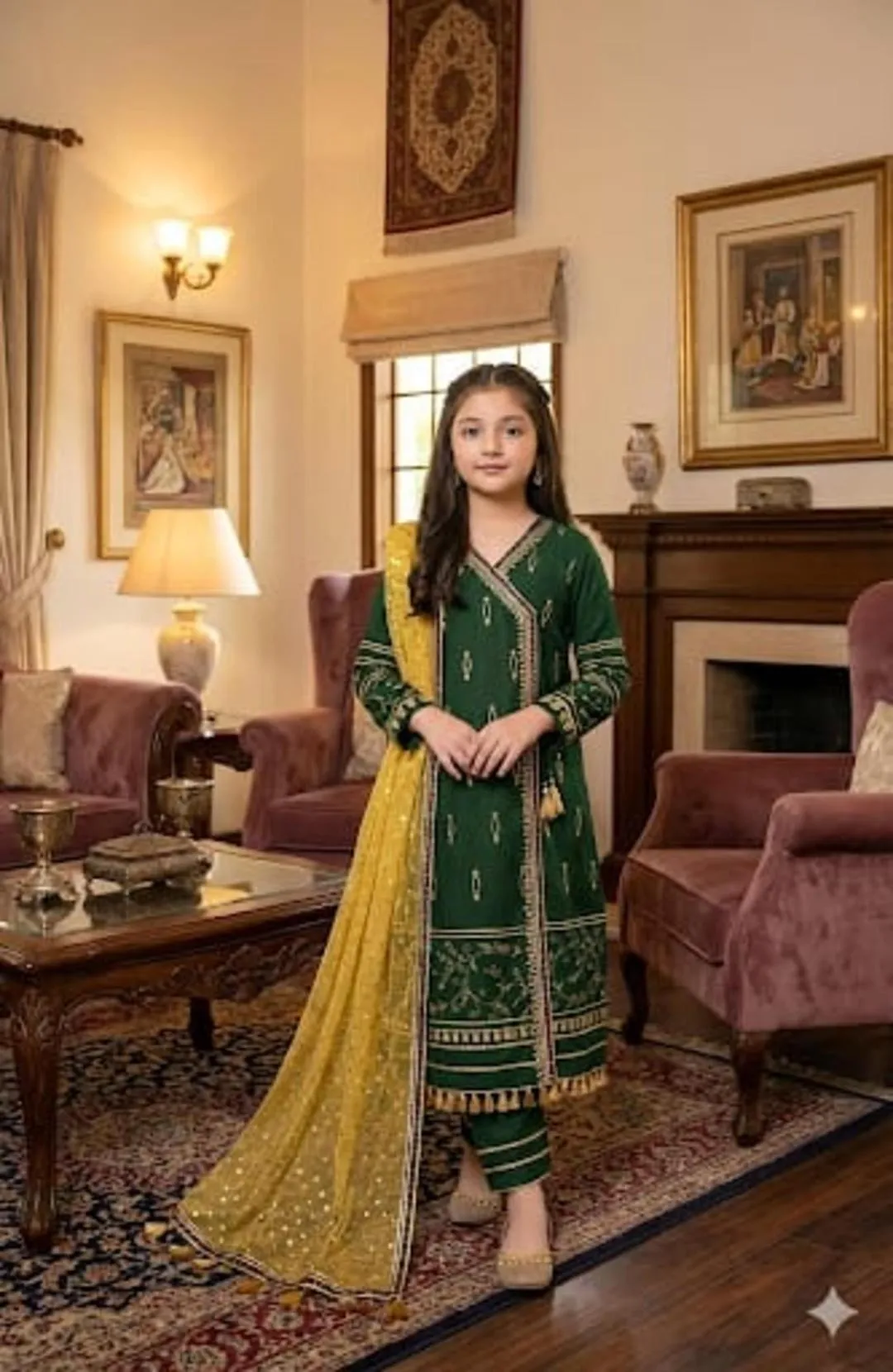 3 Pcs Girl's Lawn Embroidered Unstitched Suit