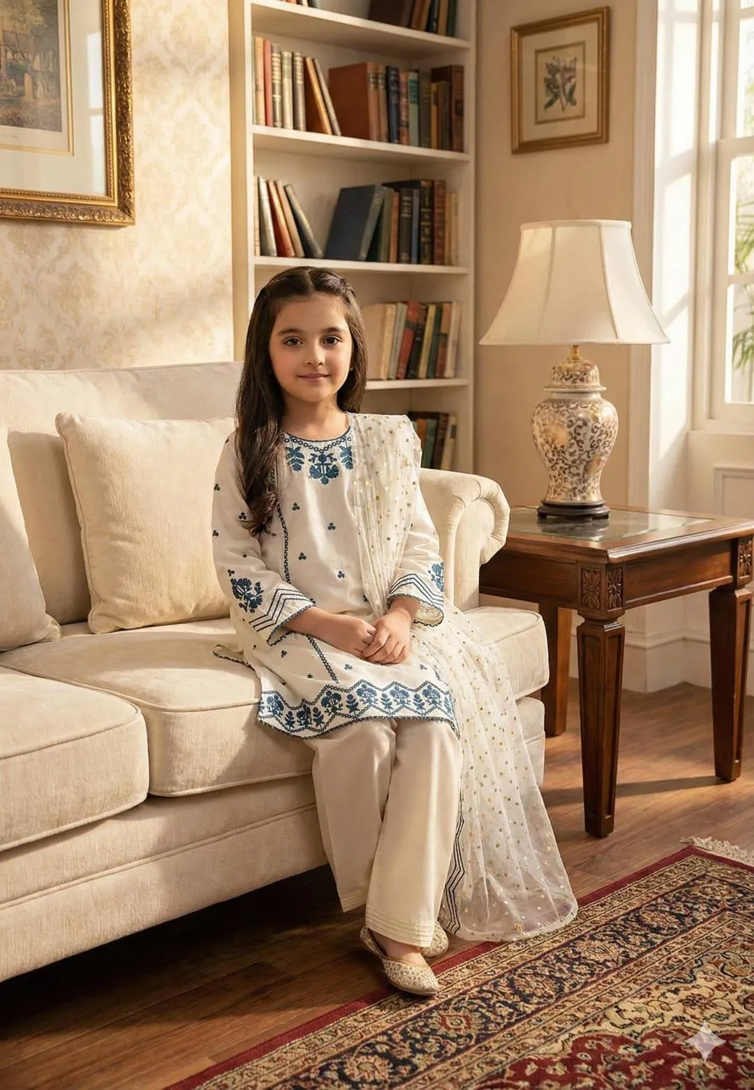 3 Pcs Girl's Lawn Embroidered Unstitched Suit