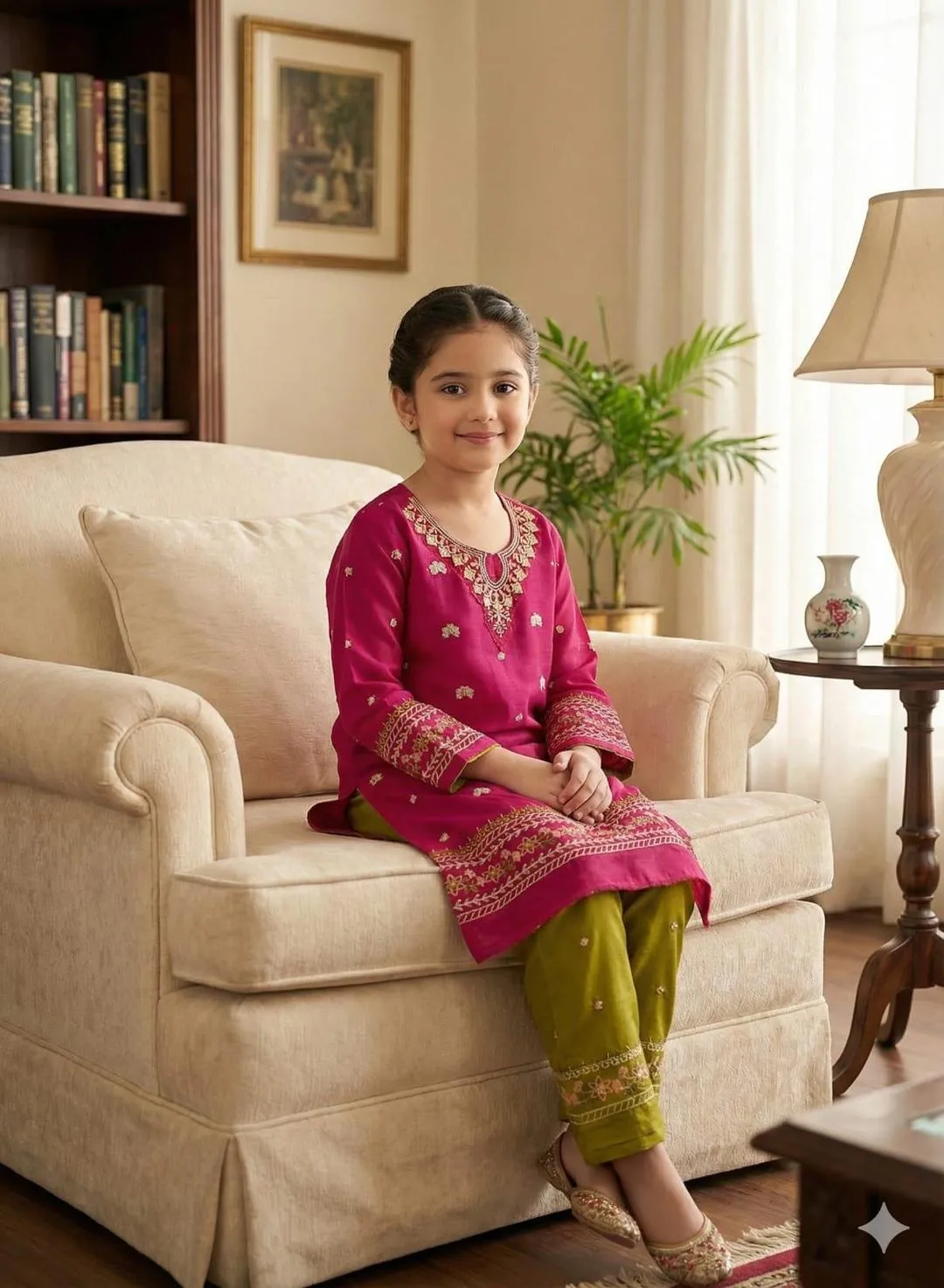 2 Pcs Girl's Lawn Embroidered Unstitched Suit