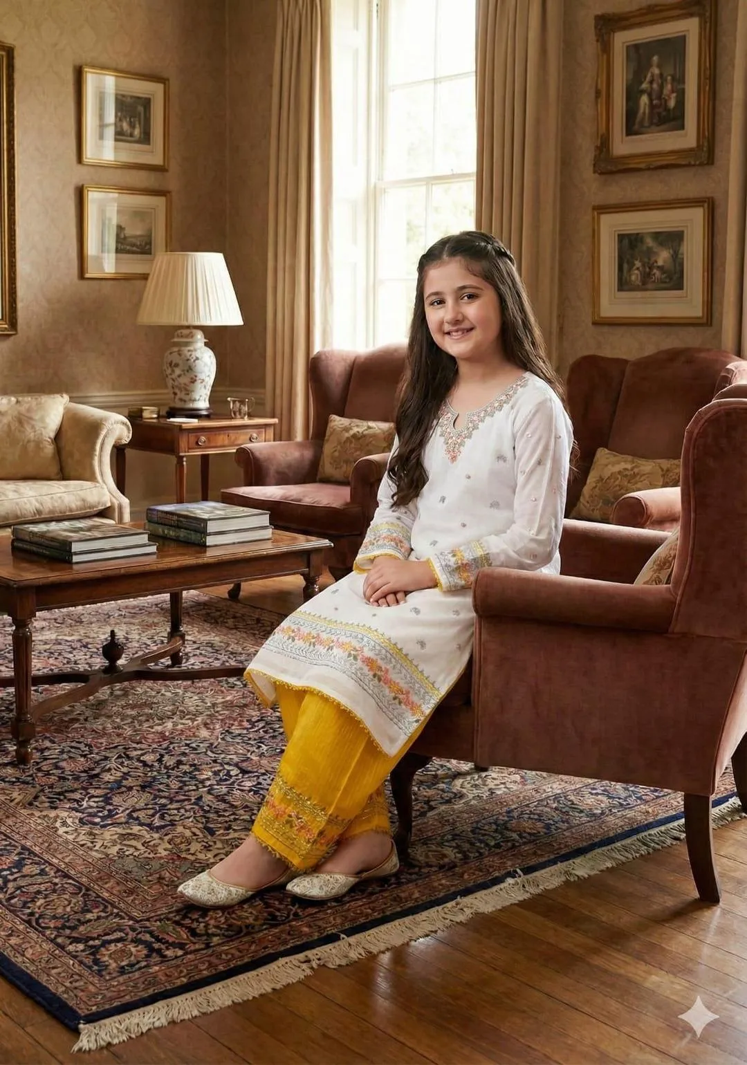 2 Pcs Girl's Lawn Embroidered Unstitched Suit