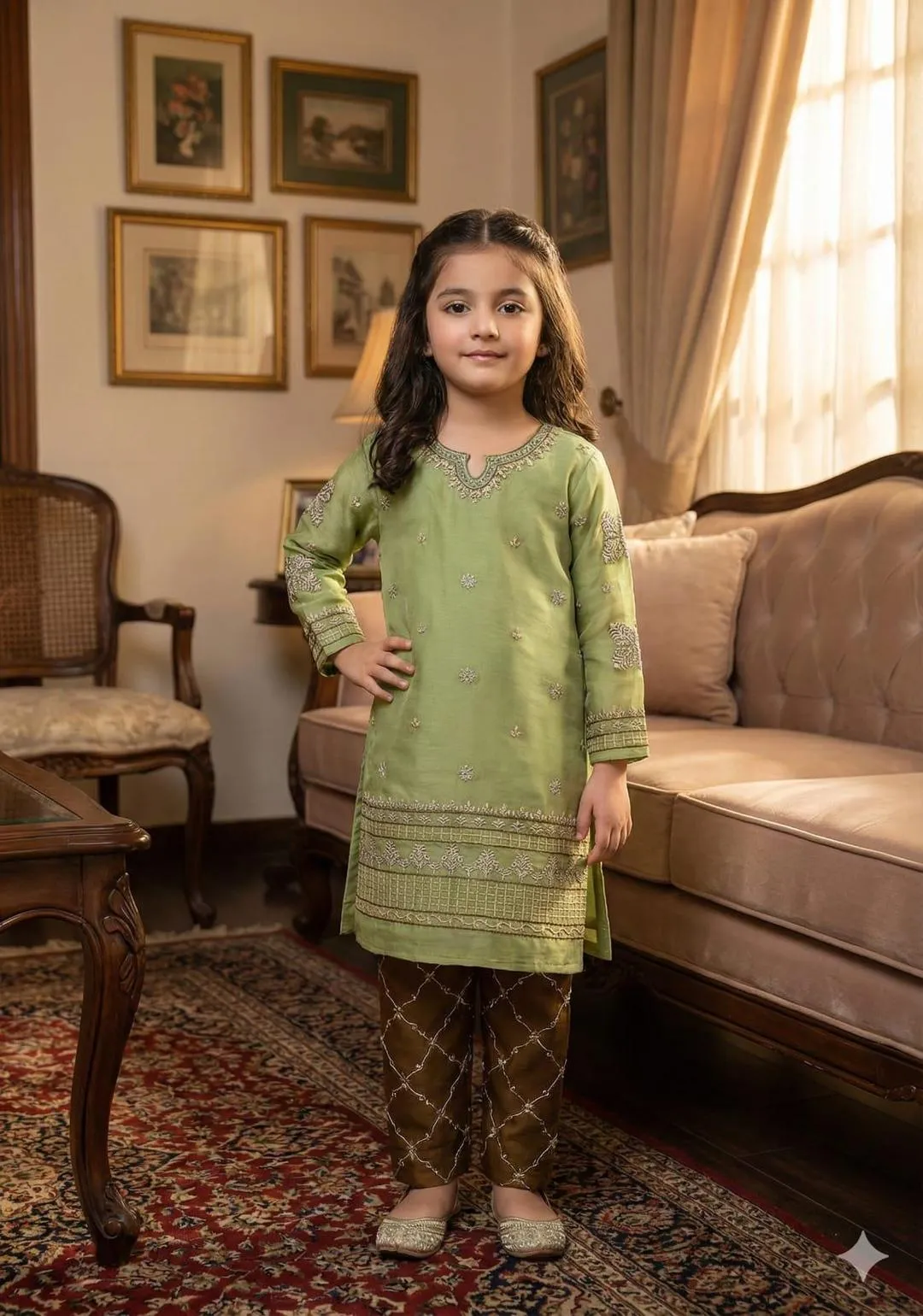 2 Pcs Girl's Lawn Embroidered Unstitched Suit