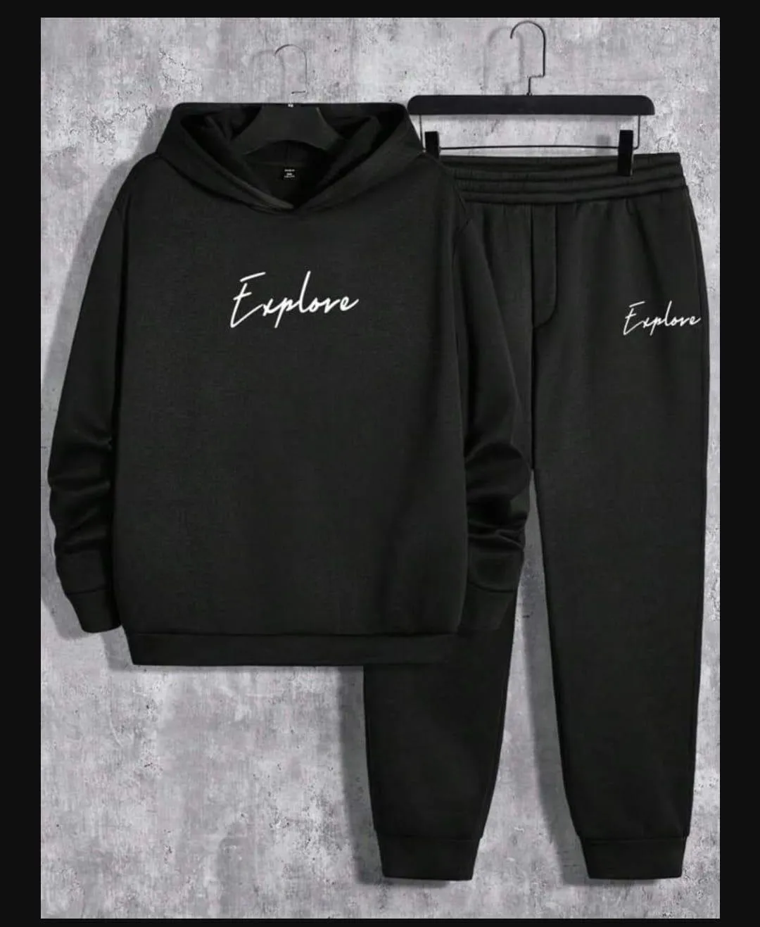 2 Pcs Men's Fleece Printed Track Suit