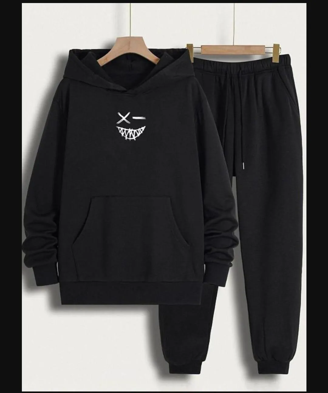 2 Pcs Men's Fleece Printed Track Suit