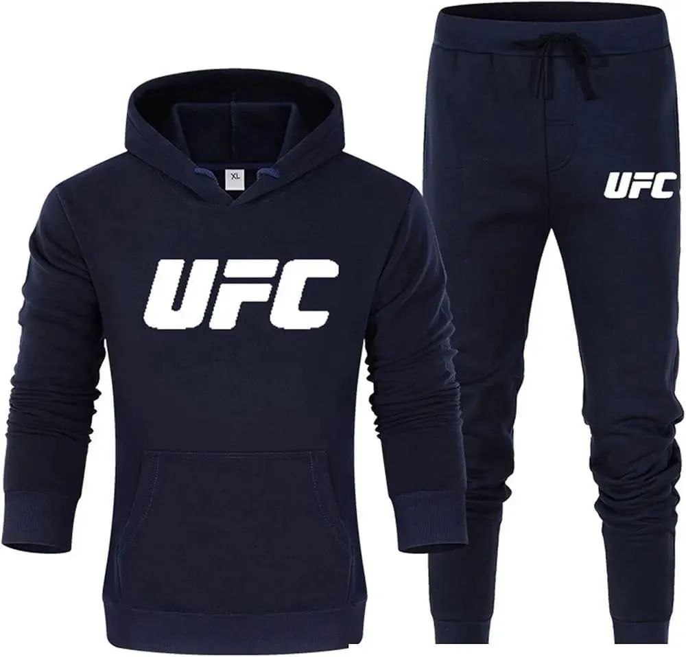 2 Pcs Men's Fleece Printed Track Suit