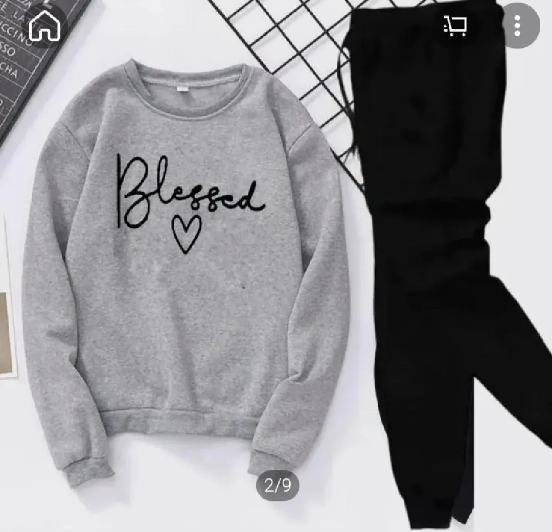 2 Pcs Men's Fleece Printed Sweatshirt Track Suit