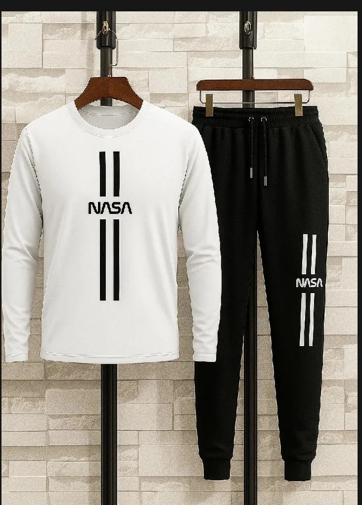 2 Pcs Men's Fleece Printed Track Suit