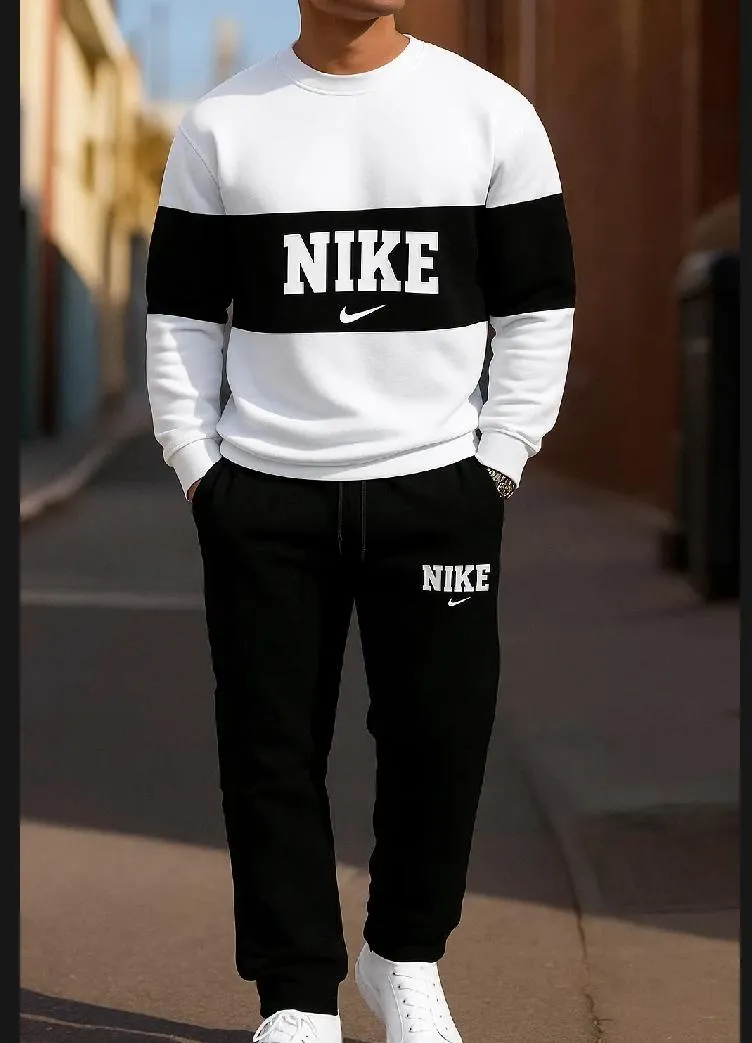 2 Pcs Men's Fleece Printed Sweatshirt Track Suit