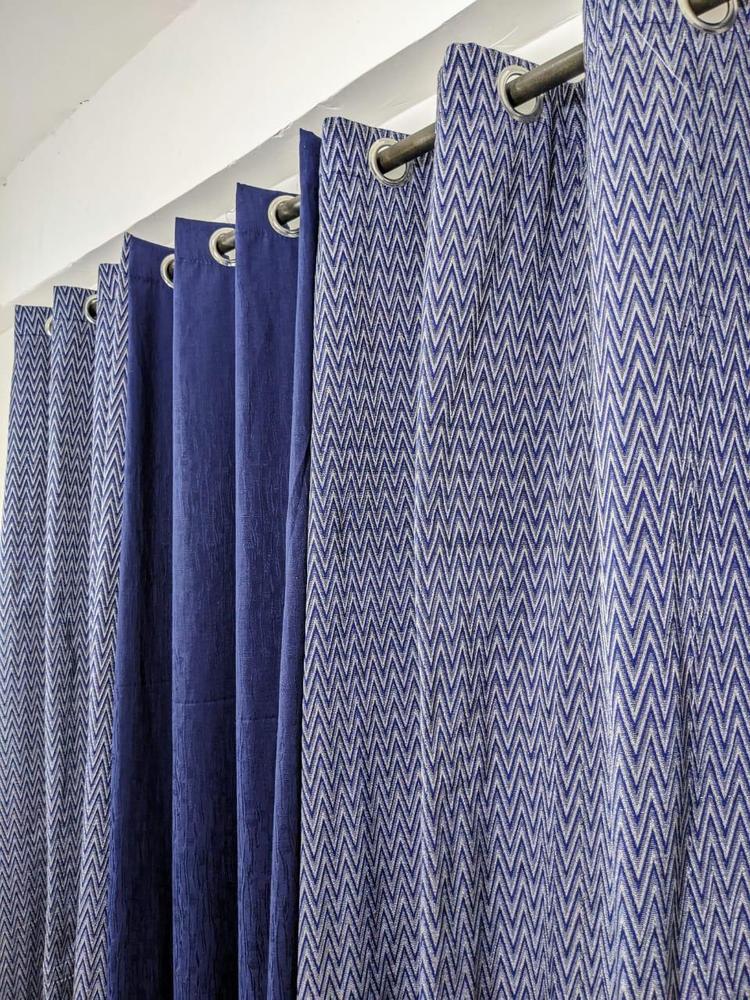 3 Pcs Jacquard Self Textured Curtain