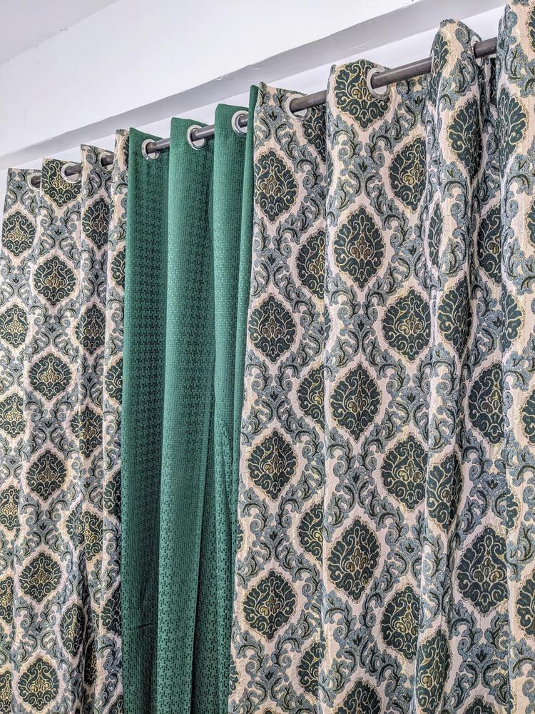 3 Pcs Jacquard Self Textured Curtain