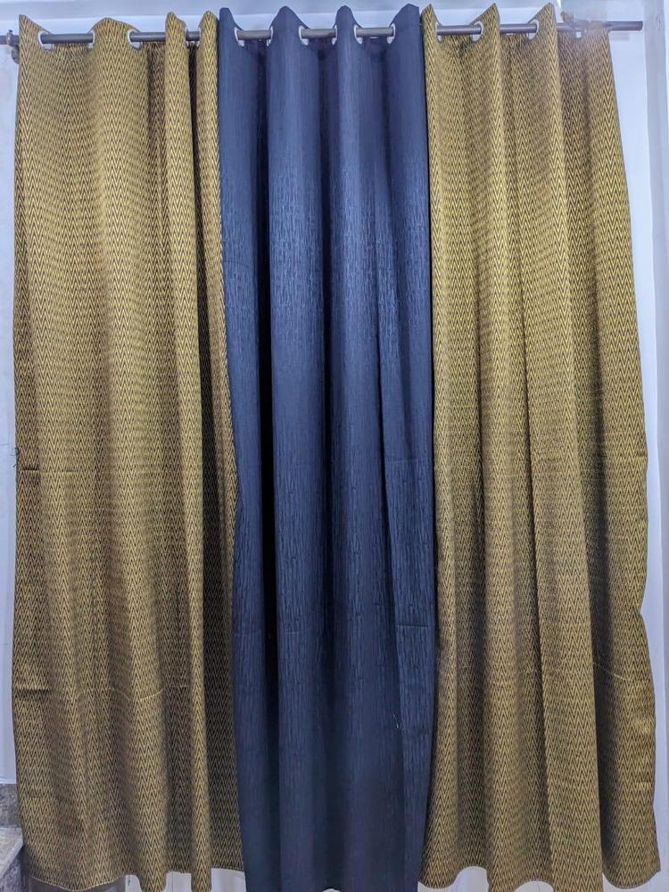 Set Of 3 Leather Printed Curtains