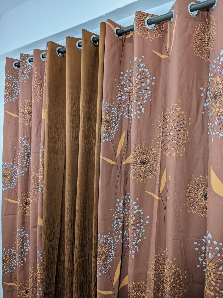 3 Pcs Cotton Printed Curtain